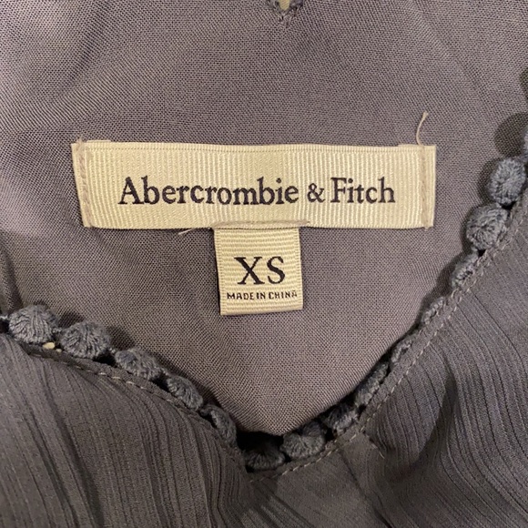 A&F Chiffon High Neck Navy Skater Dress - Picture 7 of 9